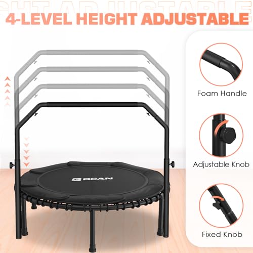 Foldable Mini Trampoline with Adjustable Foam Handle for Indoor Workout M8038