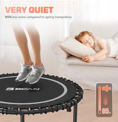 Foldable Mini Trampoline with Adjustable Foam Handle for Indoor Workout M8038
