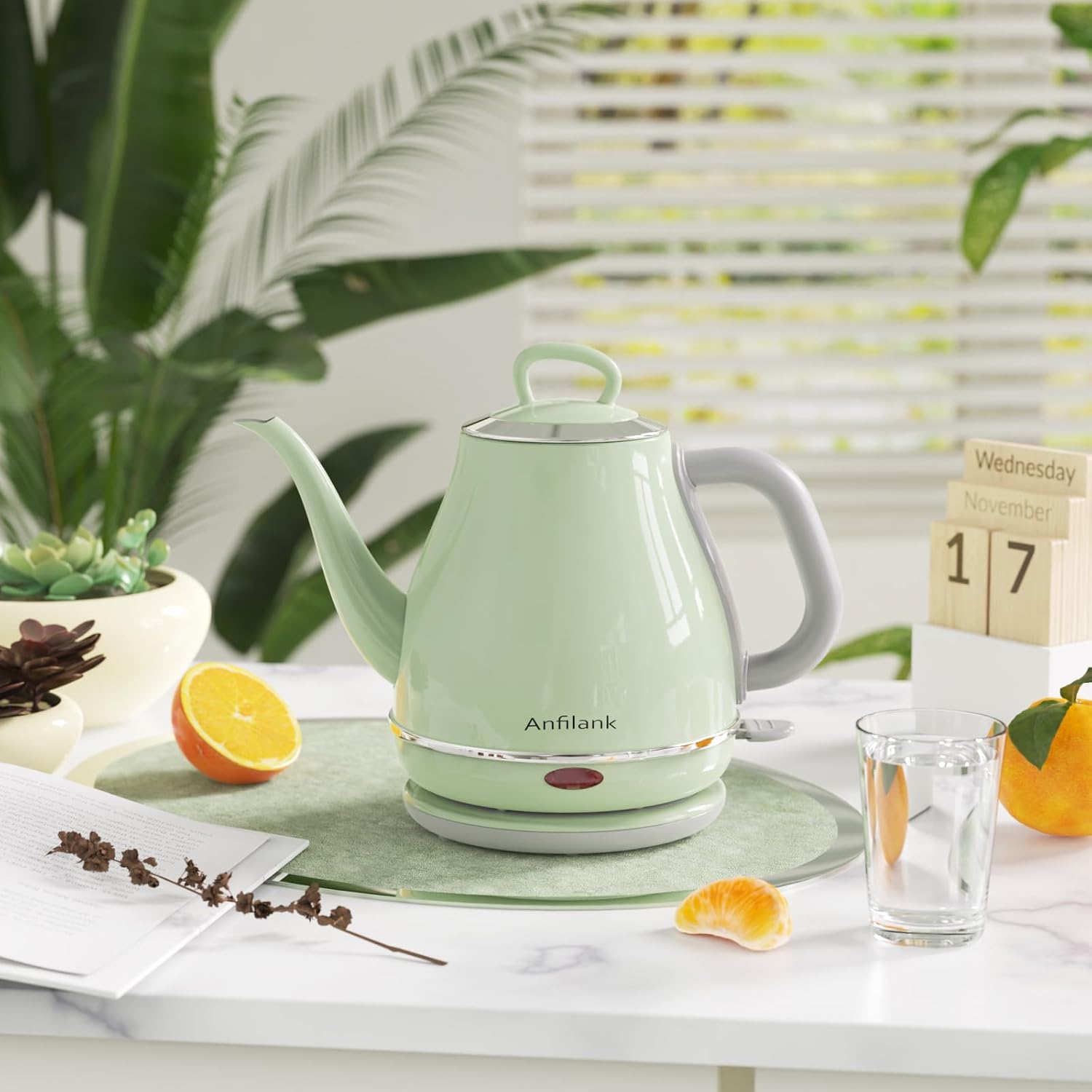 Gooseneck Electric Kettle, 1L Stainless Steel, Auto Shut-Off D458