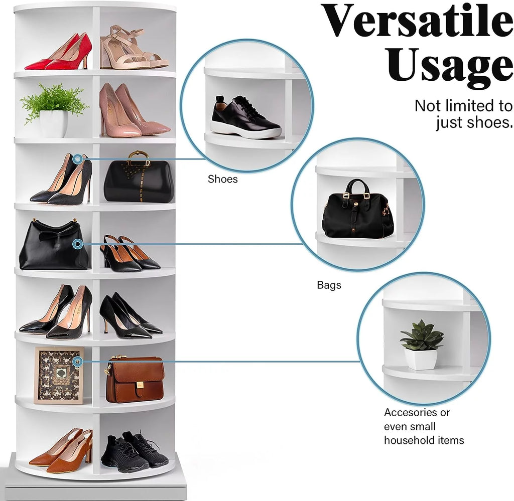360° Rotating Shoe Rack 7-Tiers Organizer, Spinning Shoe Storage Tower for Entryway U879492