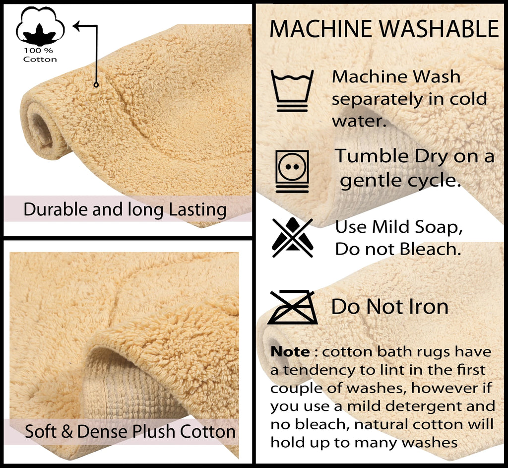 100% Cotton Tufted Bath Rug, Non-Slip, Machine Washable, 5 Piece Set Z1734