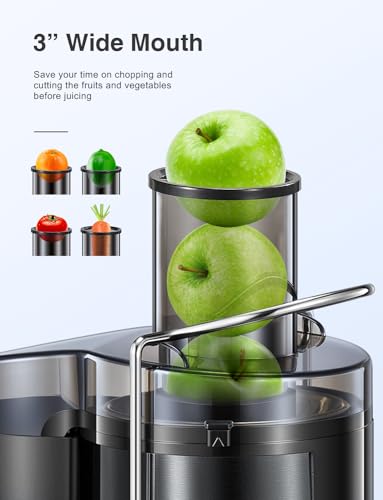 Juicer Machine, 800W Centrifugal Extractor with Wide Mouth Feed Chute, Stainless Steel, BPA-free V753