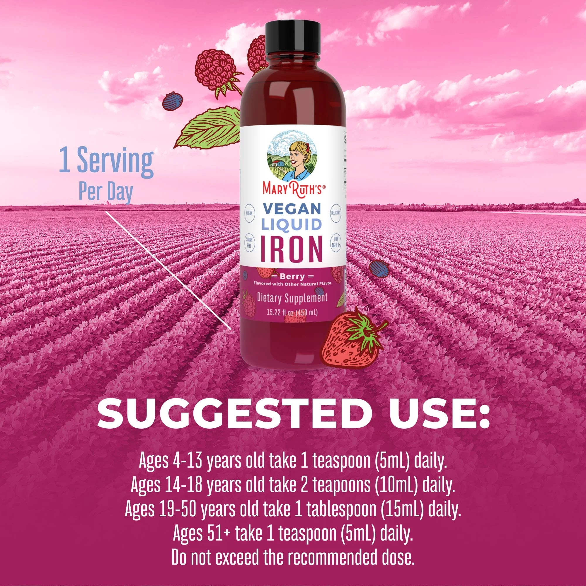 Liquid Iron Supplement for Women, Men & Kids, Sugar Free, Vegan K184959