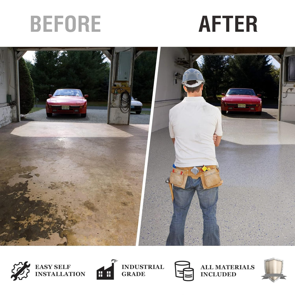 Garage Floor Epoxy Kit, 900 Sq Ft, Gray, Industrial Grade Coating Z124