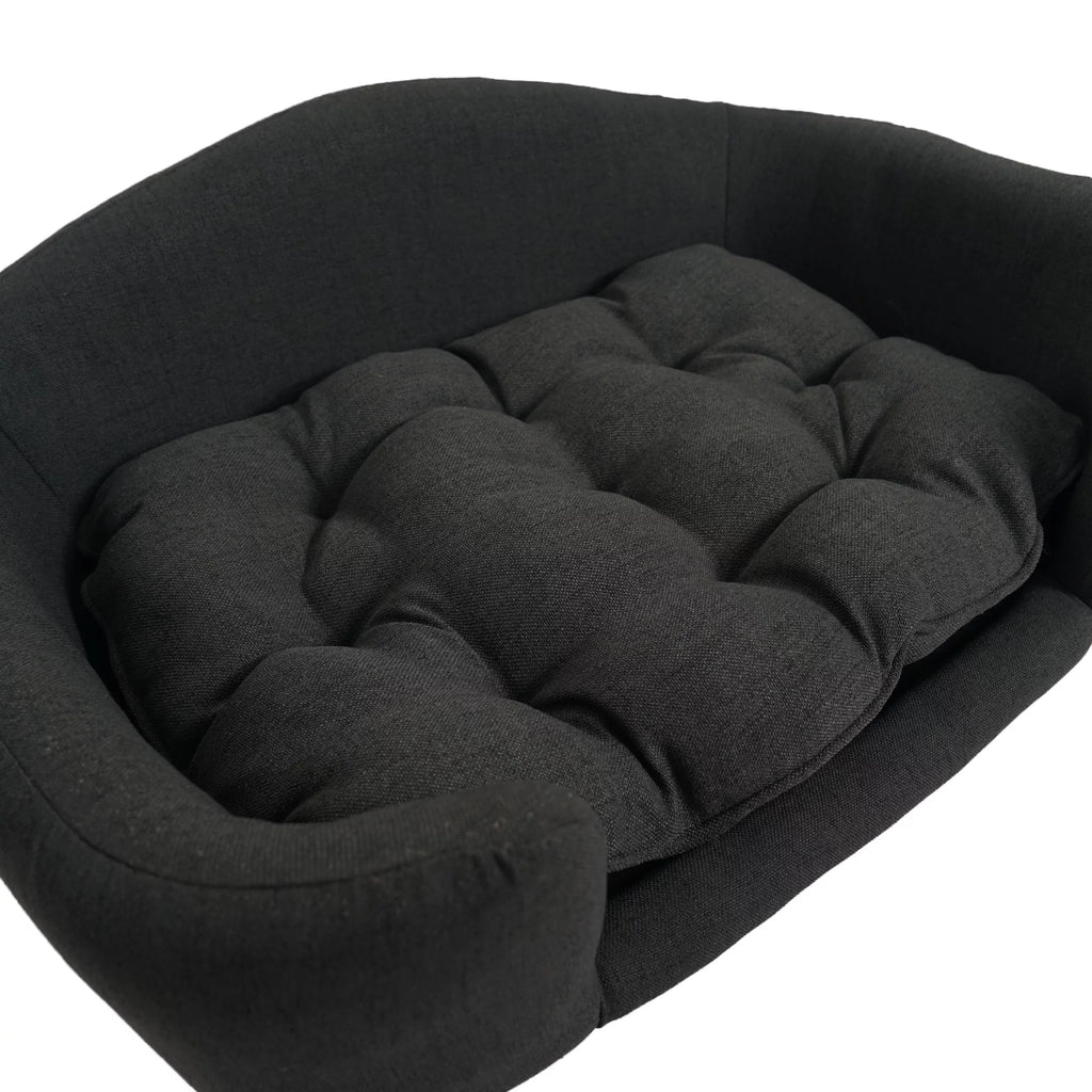 Mid Century Small Plush Pet Bed, Dark Gray and Natural I958