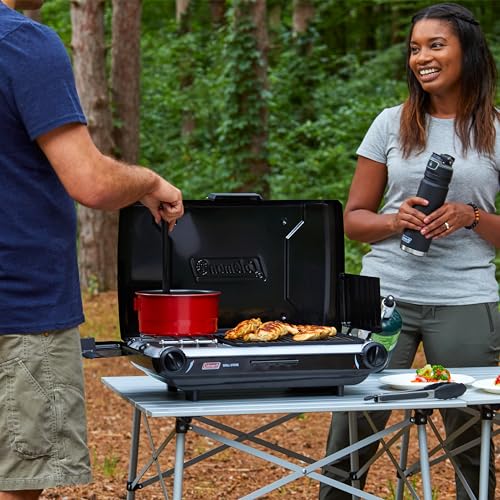 Tabletop 2-in-1 Camping Grill/Stove, 2-Burner Propane, 20,000 BTU E89619