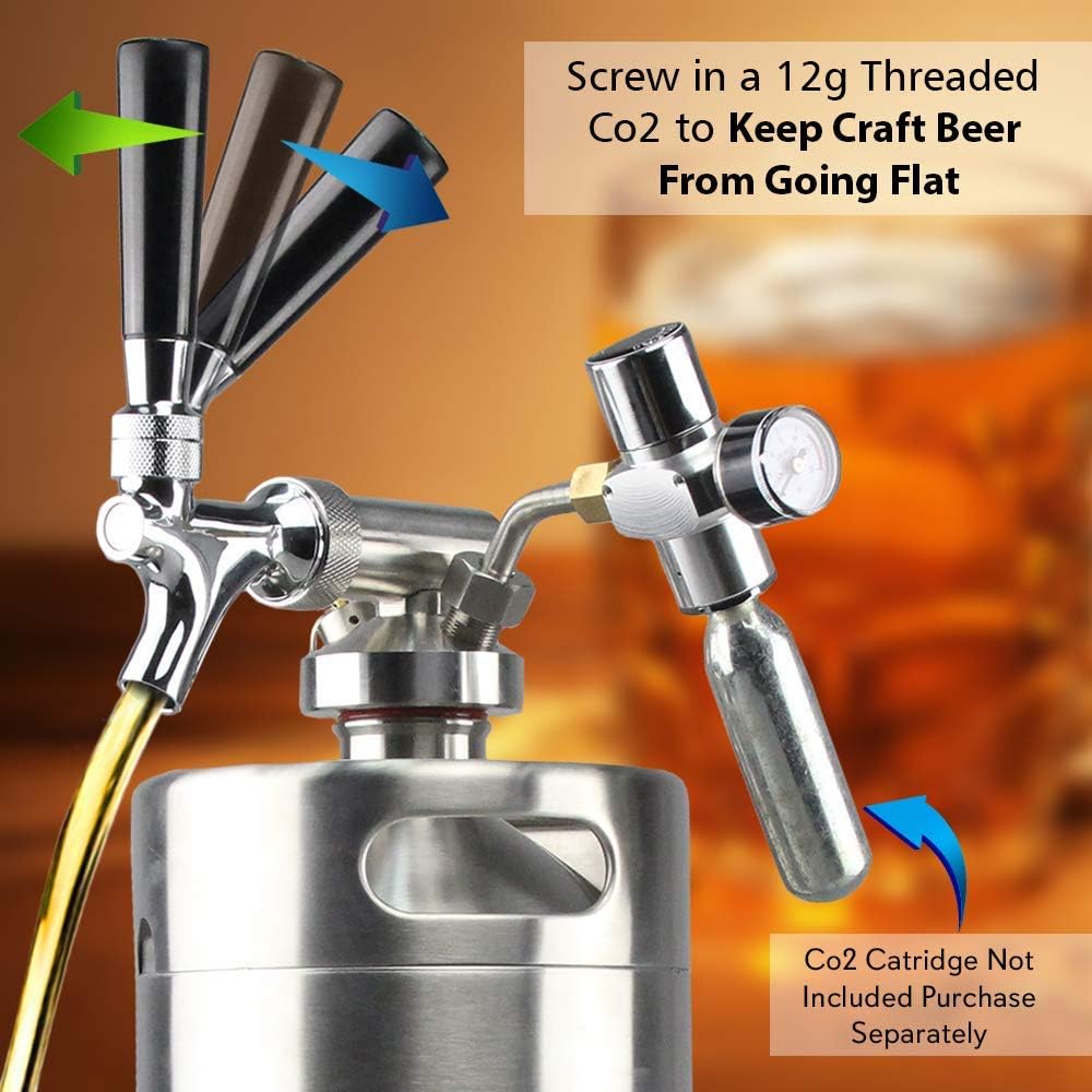 64oz Stainless Steel Mini Keg Dispenser with CO2 Regulator U176902