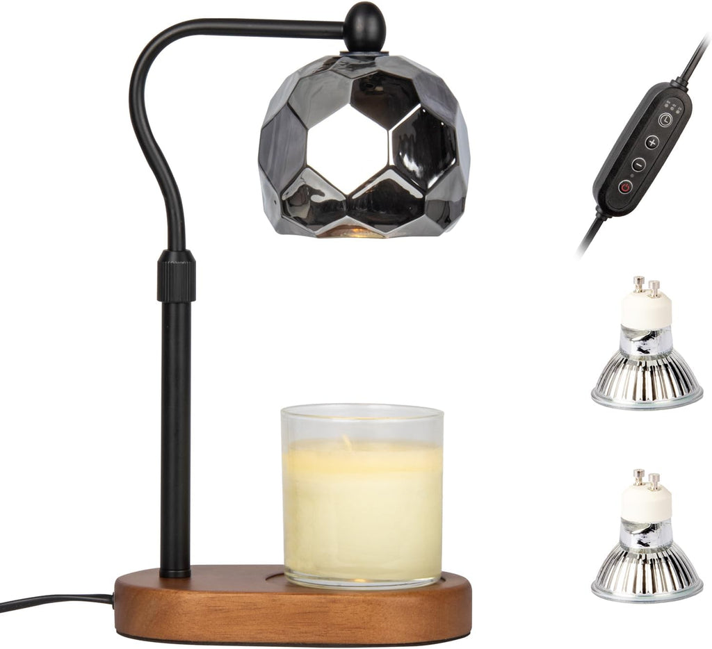 Candle Warmer Lamp,Candle Warmer Lamp with Timer,Electric Candle Warmer Adjustable Dimmer & Height with 2 Bulbs,Wooden Base Candle Lamp Best for Girls Moms Home Decor