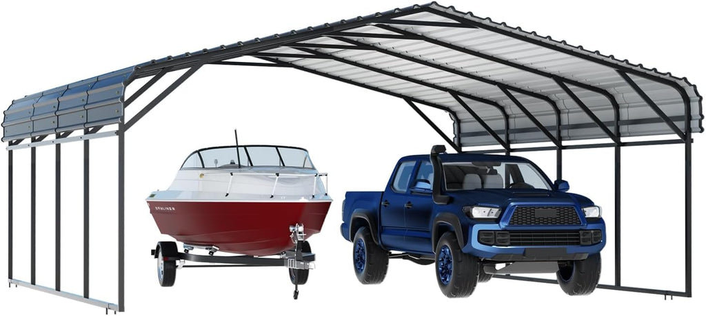 20' x 20' Metal Carport with Galvanized Steel Roof for SUV, Truck and Boats M531
