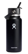 HYDRO FLASK Wide Mouth vacuum insulated stainless steel water bottle with leakproof closeable straw lid for cold water drinks, sports, travel, car and school