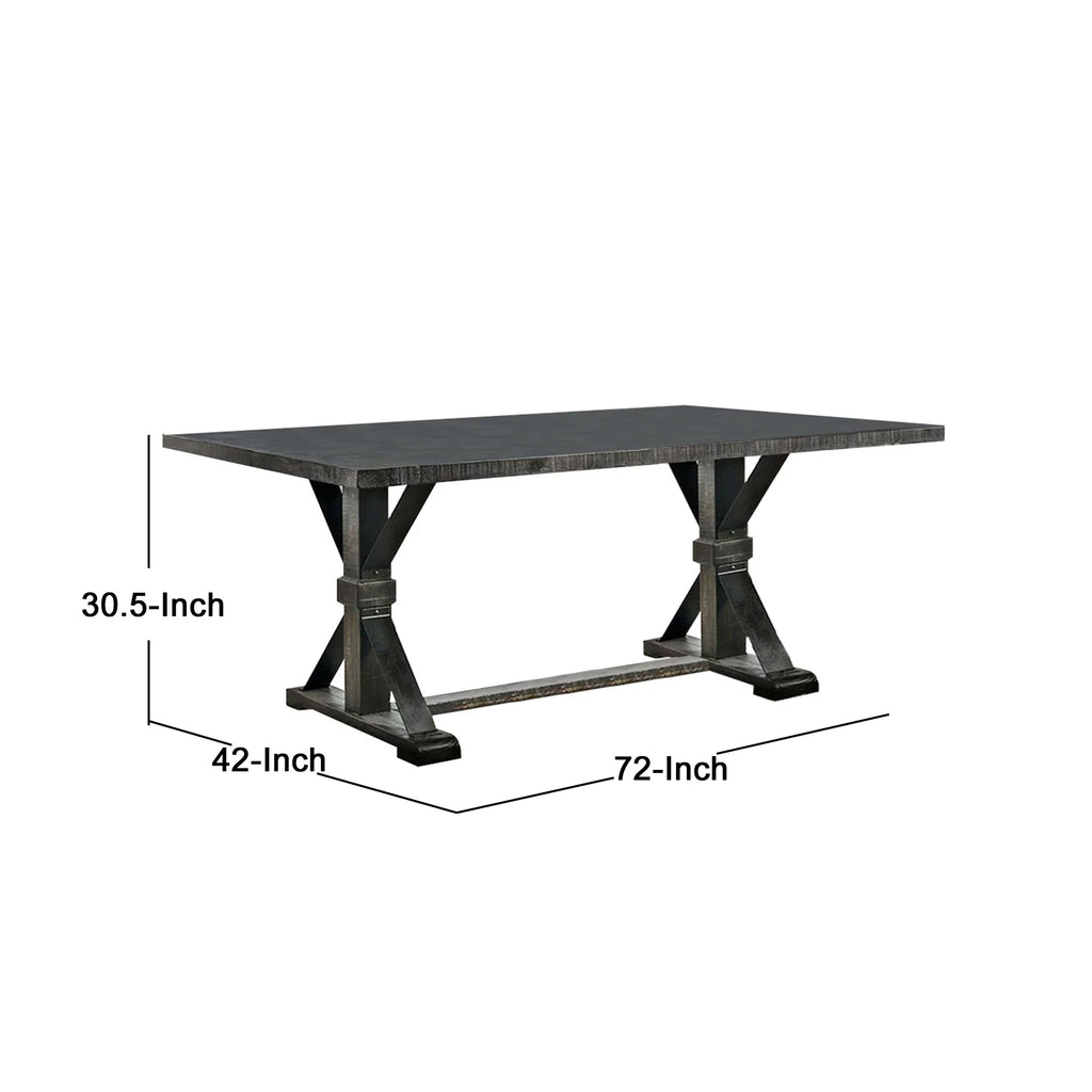Antique Black Trestle Dining Table F983057