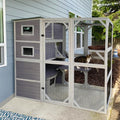 Catio Cat House Outdoor Kitty Enclosures 77" Large Cat Home with Run Cat Cage with Platforms Kitty Playpen,4 Tiers
