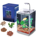 Fish Tank Aquarium 1.5 Gallon AIO Starter Kit, Including HD Float Glass Small Fish Bowl, Self-Cleaning Filter, light, Rocks, Gravel, Plants, Cleaning Tool Set.Beginner's Gift for Snails, Guppy, Shrimp