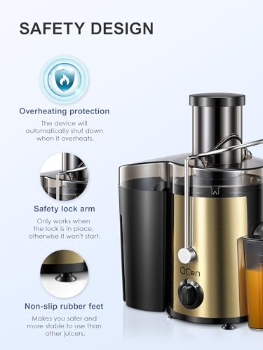 Juicer Machine, 800W Centrifugal Extractor with Wide Mouth Feed Chute, Stainless Steel, BPA-free V753