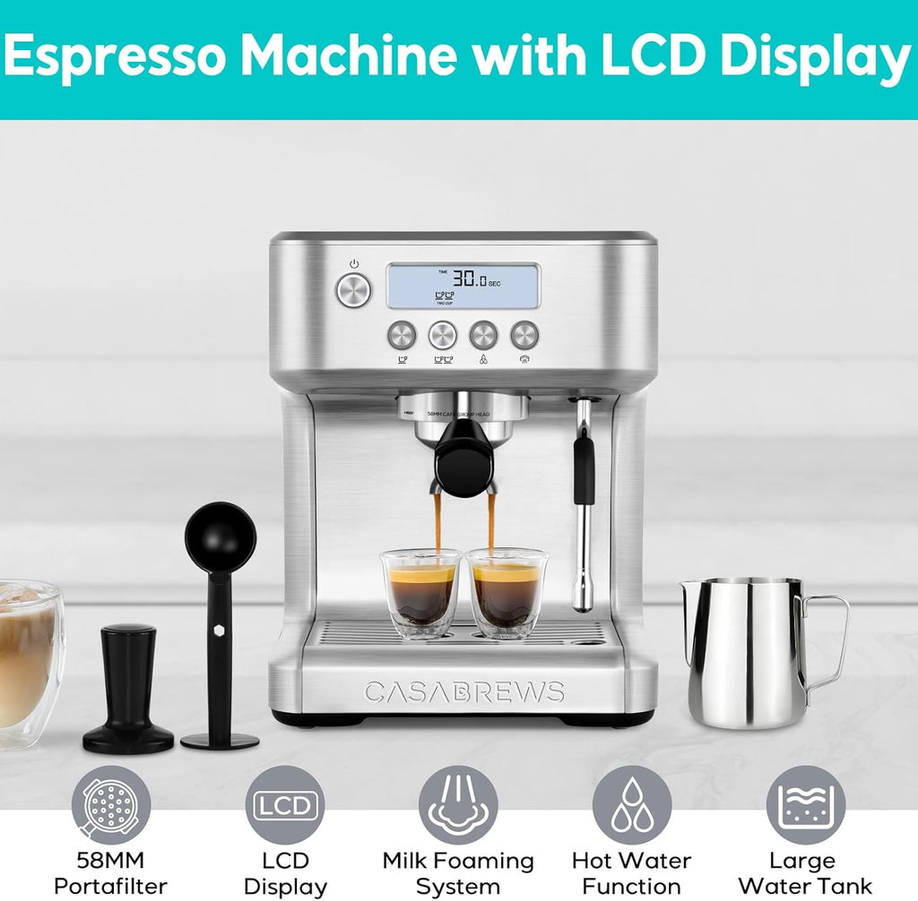 Espresso Machine with LCD Display and Milk Frother N923