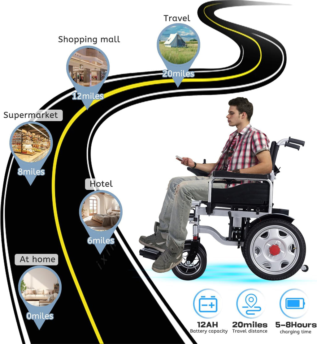 Foldable Electric Wheelchair for Adults, 500W Motor, 20 Mile Range P963494