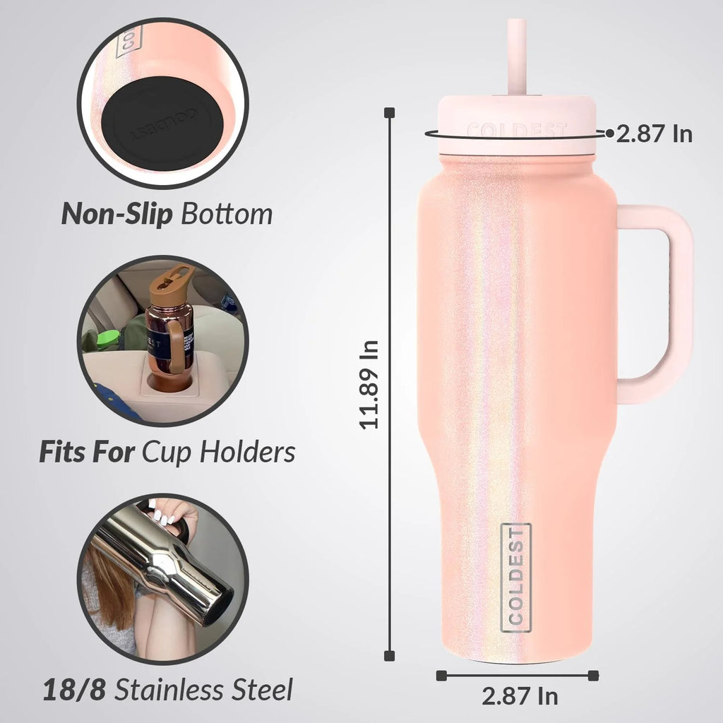 Insulated Stainless Steel Tumbler with Handle and Straw Lid, 36 oz K958760