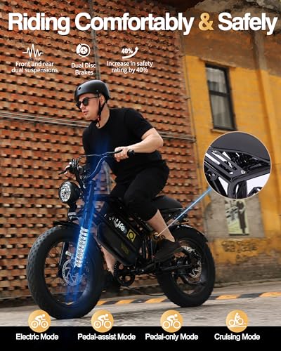 Electric Bike for Adults 1500W Peak Motor 20" Fat Tires 28MPH Removable Battery Dual Suspension 7-Speed X2728