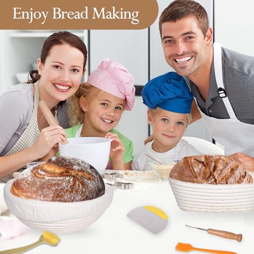 Sourdough Proofing Baskets and Baking Supplies Kit with Bannetons, Lame, Whisk, Scrapers, and Liners C1461