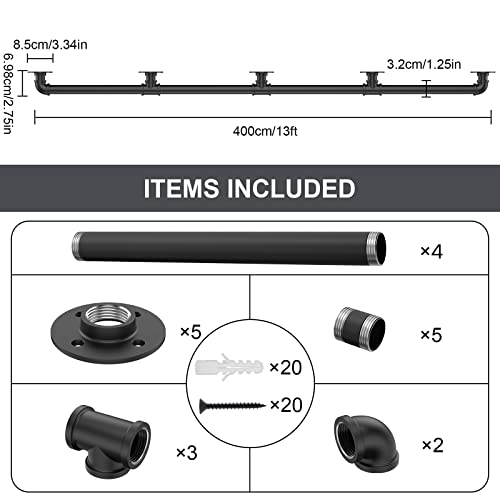 Industrial Staircase Handrail Non-Slip Wall Mount Pipe Bar for Steps E721837