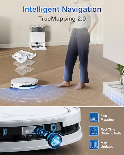 Robot Vacuum and Mop, 18500Pa Suction, Auto-Lift, Self-Emptying X838