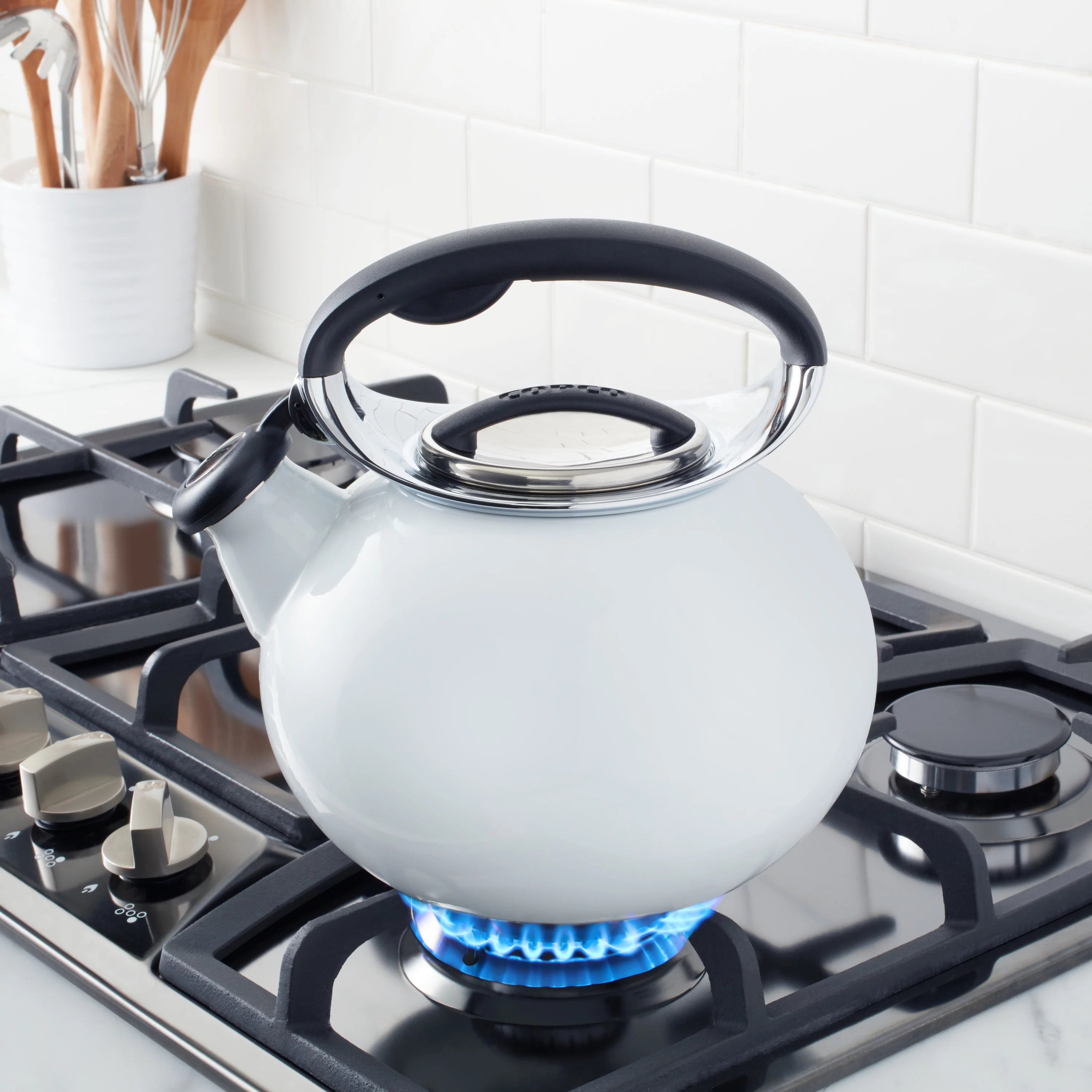 Enamel Steel Tea Kettle, 2 Quart K2979