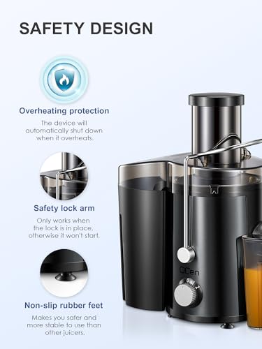 Juicer Machine, 800W Centrifugal Extractor with Wide Mouth Feed Chute, Stainless Steel, BPA-free V753