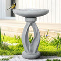 SunJet 25.5 Inch Heigh Wood-Look Concrete Bird Bath with Decorative Faux Bird – birdbath Rustic & Long-Lasting Design, Enhances Garden, Patio, Yard, Lawn Décor