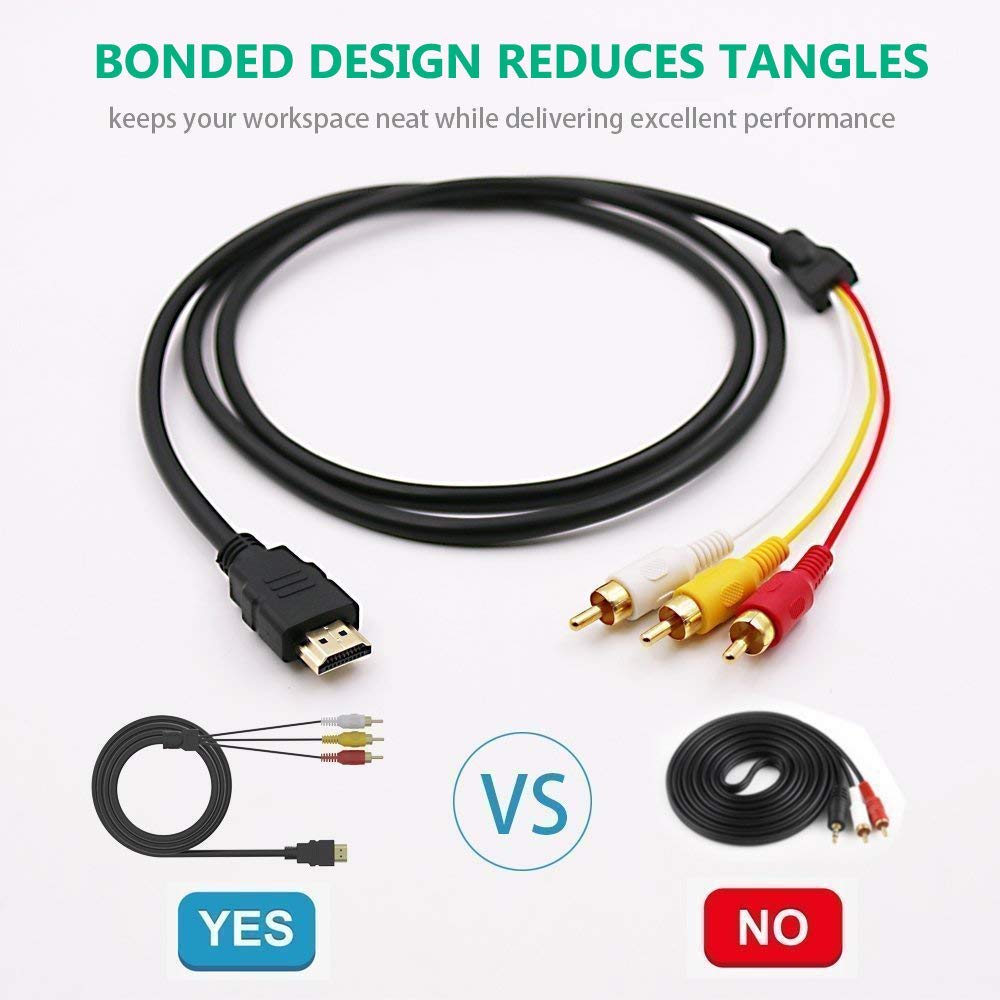 HDMI to RCA Cable, 1080P 5ft AV Adapter for TV DVD L40152