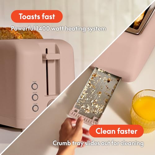 2 Slice Slim Toaster with 6 Shade Control, Reheat & Cancel, Removable Crumb Tray E366018