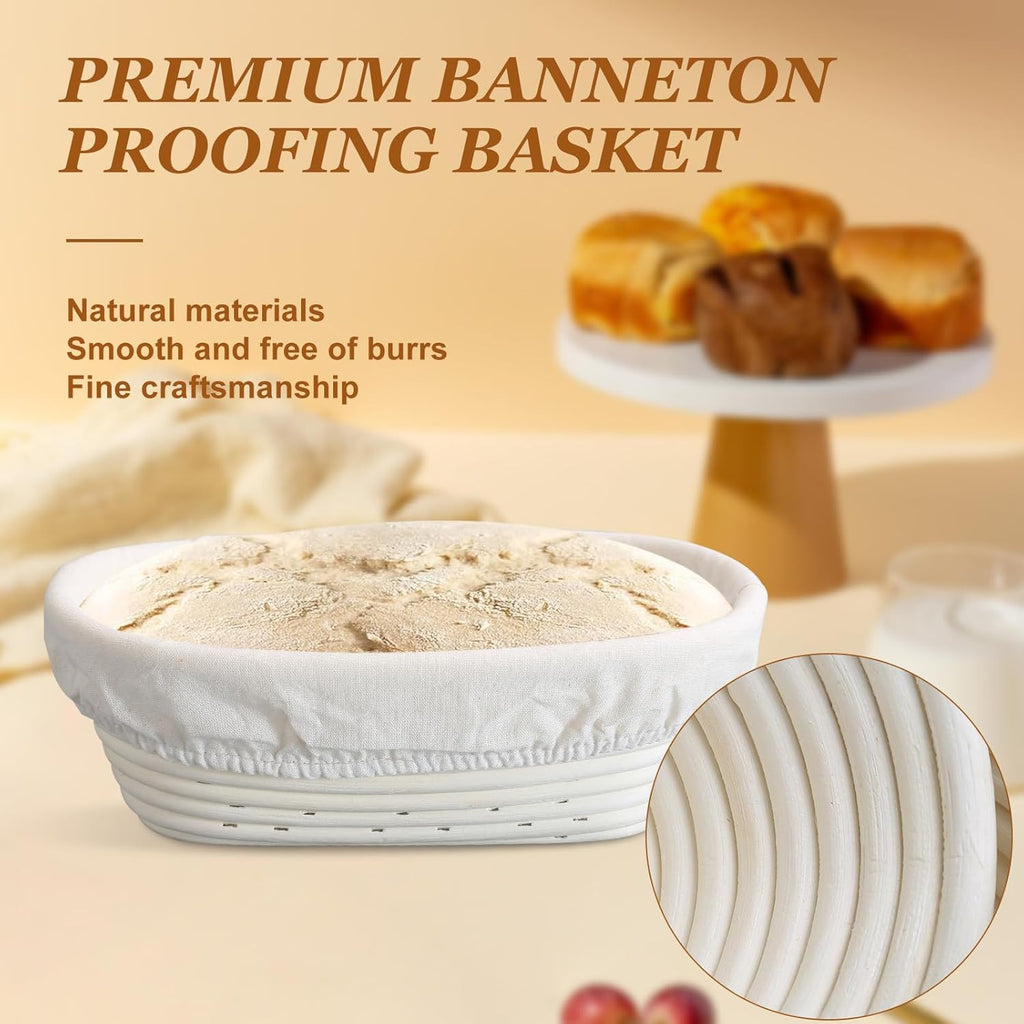 Bread Proofing Baskets Set of 2, 10 Inch Oval Cane Sourdough Rising Basket H586960