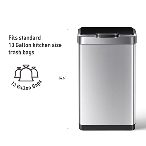 Touchless Motion Sensor Trash Can, 13.2 Gallon, Brushed Stainless Steel K748461