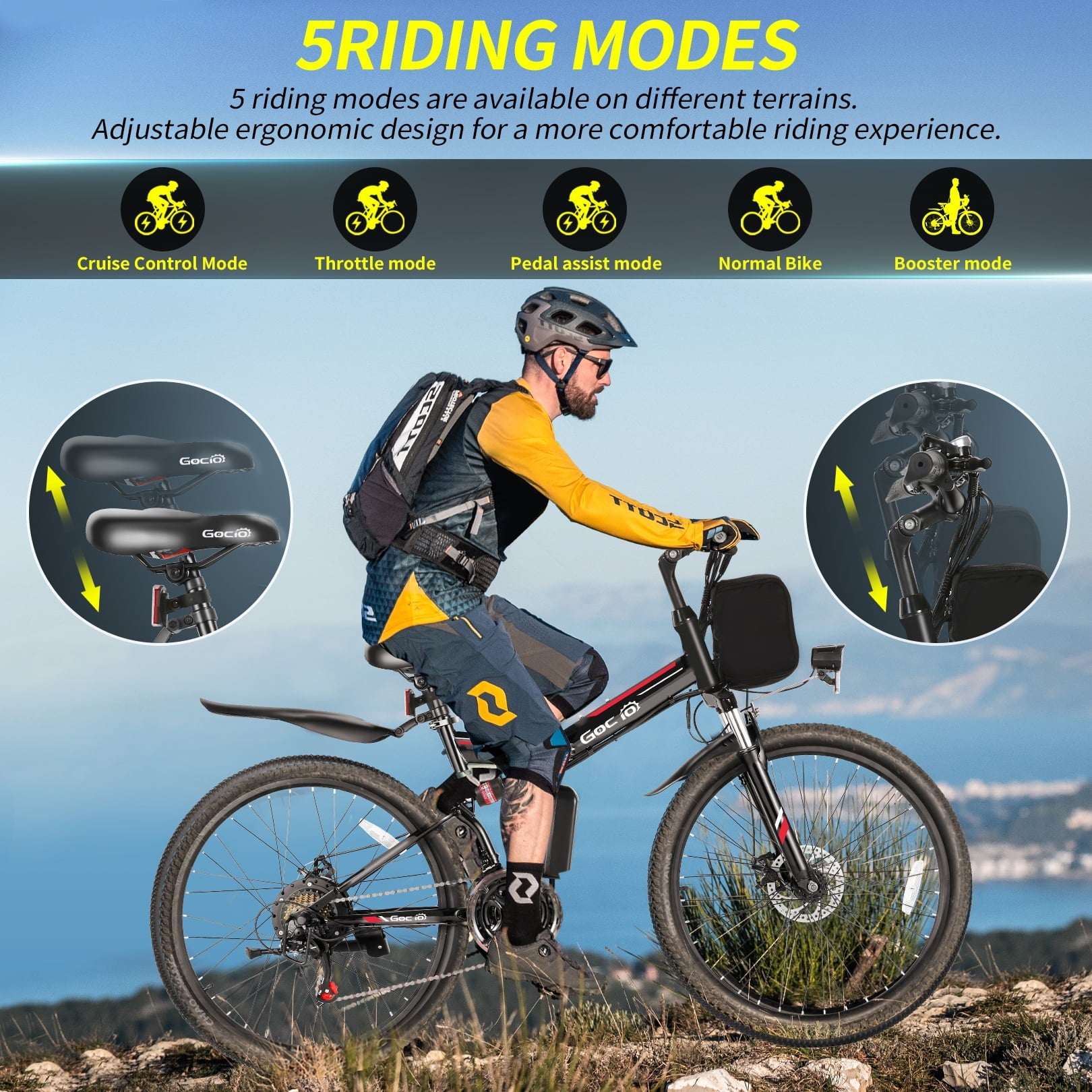 Foldable Electric Bike 500W 26" 48V Full Suspension for Adults G202633