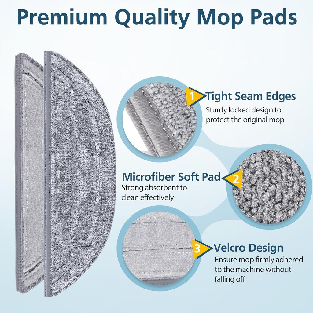 6 Pack Mop Pads for Robot Vacuum Cleaner, Microfiber Cloths with Edge Pad Replacement Y8067