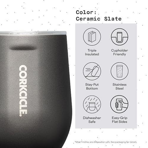 Insulated Stemless Wine Glass Tumbler, 12 oz, Stainless Steel, Powder Blue T624