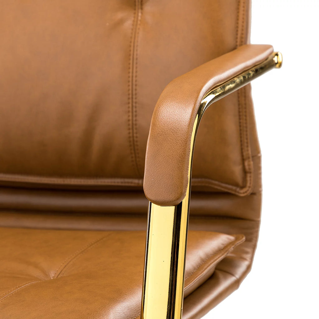 Vegan Leather Office Task Chair with Tufted Mid Back and Armrest A297845