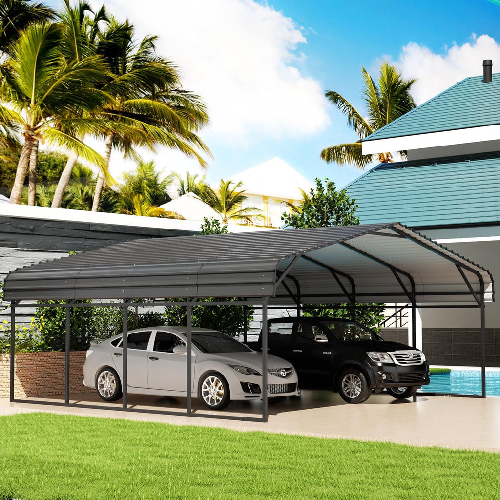 20' x 20' Metal Carport with Galvanized Steel Roof for SUV, Truck and Boats M531