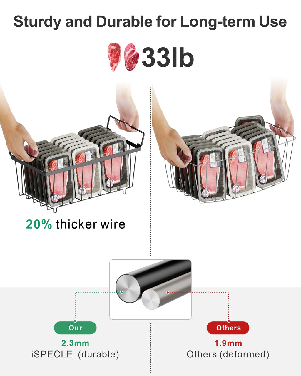 Chest Freezer Baskets 5 Pack Wire Storage Baskets for 7 Cu.FT Deep Freezer Stackable Organizer Bins with Fold-down Handles Black H367505
