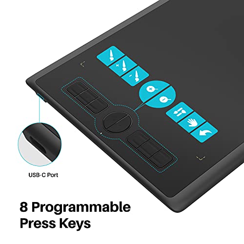 Drawing Tablet with Battery-Free Stylus 8192 Pressure Sensitivity for Digital Art, Painting & Design B5714