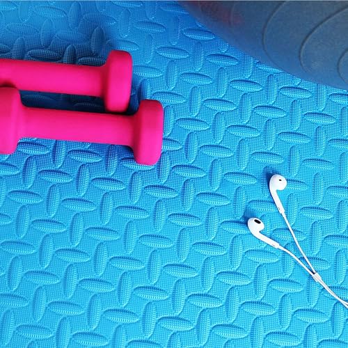 1" Thick EVA Interlocking Foam Gym Flooring Mat, 6 Tiles, Black M5857
