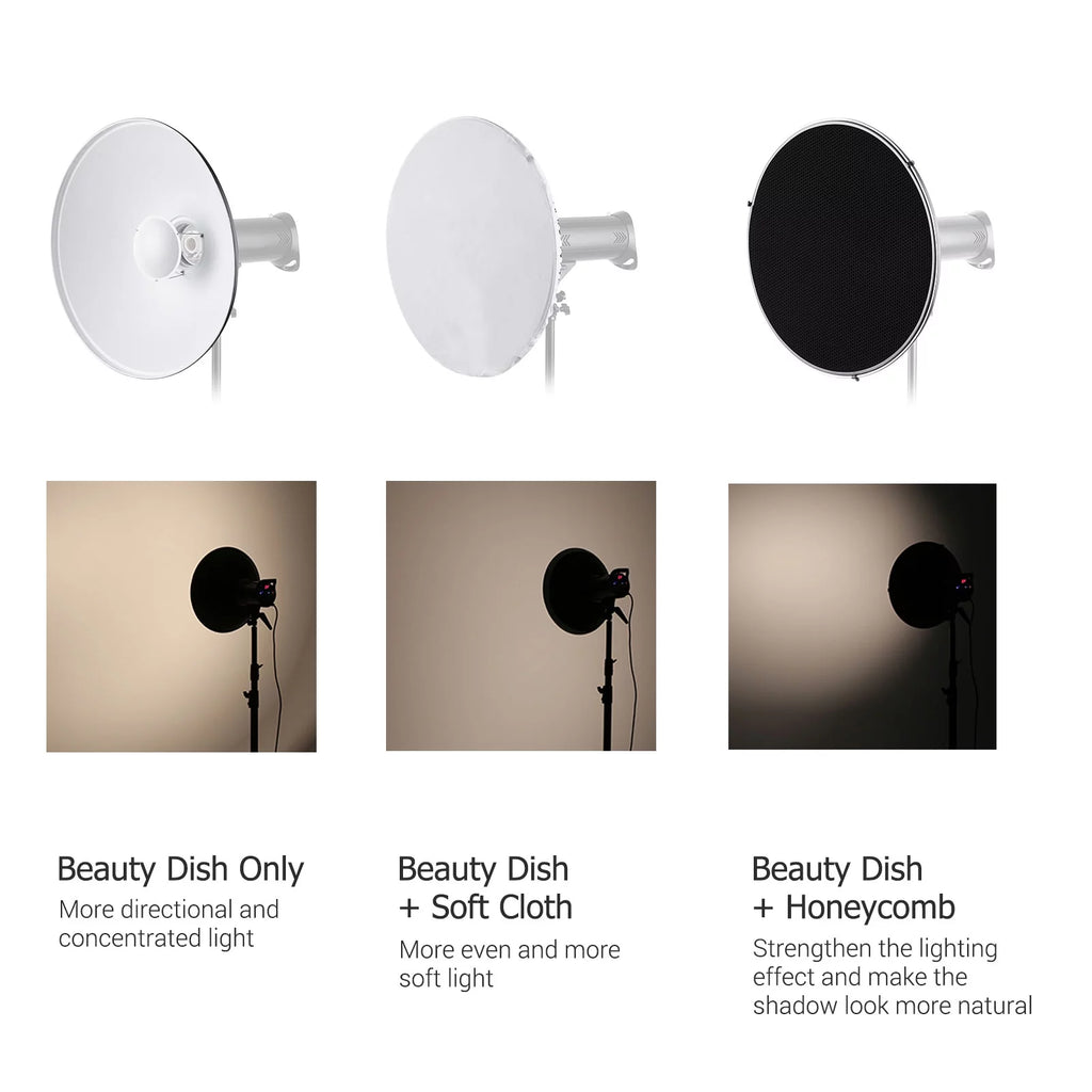 22 Inch Beauty Dish Reflector Diffuser with Honeycomb Soft Cloth for Bowens Mount A49991