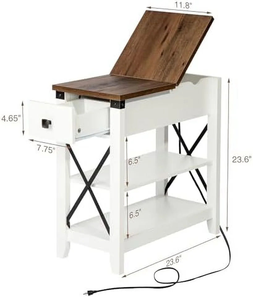 Narrow End Table with Charging Station and USB Ports G1258