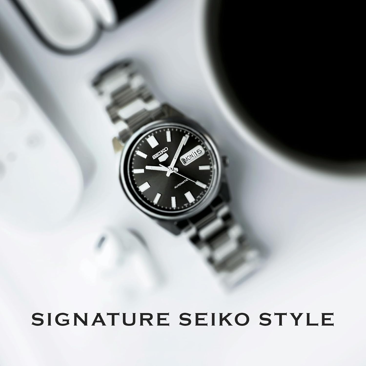 Automatic Watch for Men - Black Dial Silver Stainless Steel N25778