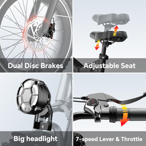 Folding Electric Bike for Adults Full Suspension, 20" Fat Tire D6225