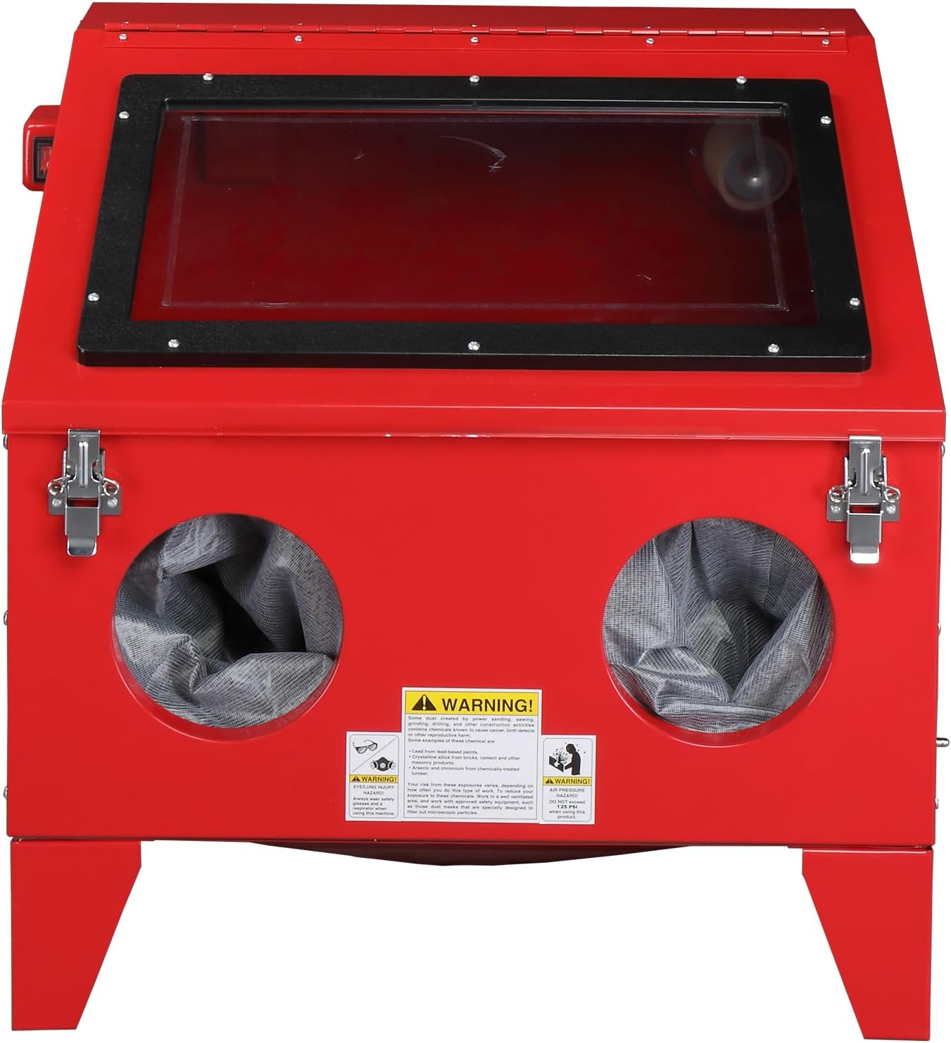 40 Gallon Portable Bench Top Sand Blasting Cabinet Blast Cabinet Air Sandblaster with Spray Gun Steel Air Compressor Delivery 60-125PSI/6-25CFM for Rust Removal, Stain, Paint