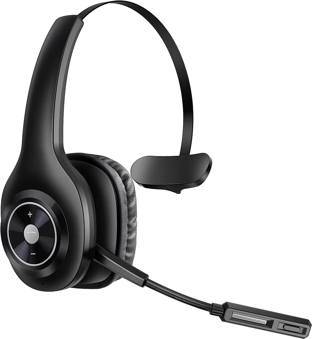 Trucker Bluetooth Headset, Wireless Headset with Microphone for PC, Bluetooth Headset with Microphone Noise Cancelling, Mute Button, 55H Talk Time, for Cell Phones, Computer, Truck Drivers