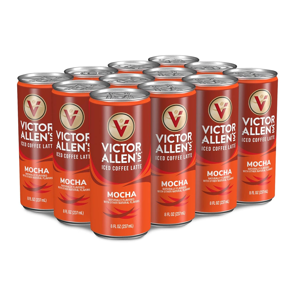 Victor Allen's Coffee Mocha Iced Canned Coffee Latte, 8oz Cans (12 Pack)