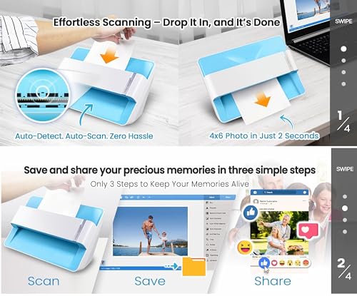 Photo Scanner for 4x6 Photos, Auto Crop and Deskew, CCD Sensor, Mac and PC G769513