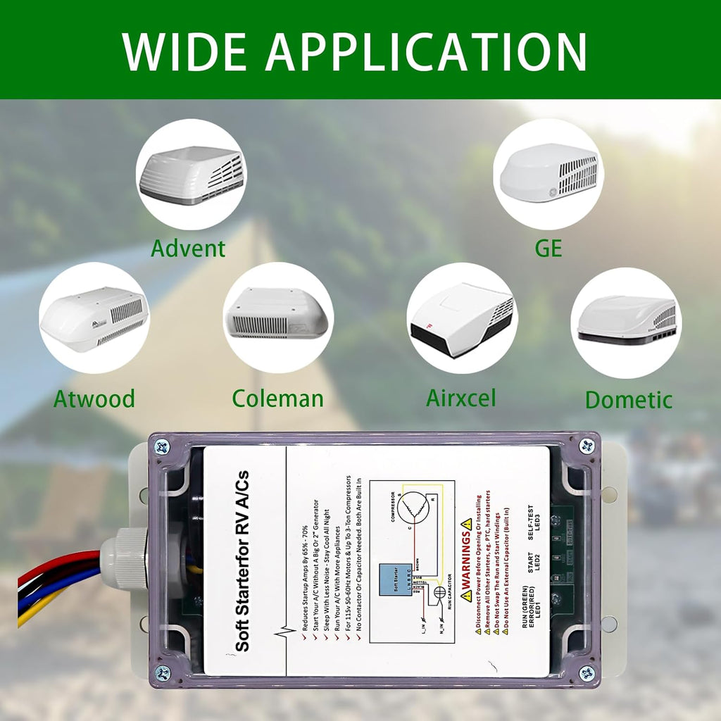 Soft starter for RV air conditioners and appliances Y655