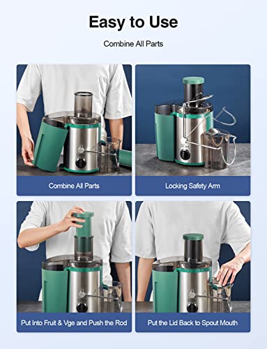 Juicer Machine, 800W Centrifugal Extractor with Wide Mouth Feed Chute, Stainless Steel, BPA-free V753